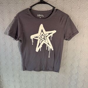 Vinyl Gray Star Print Women's Short Sleeve Tee